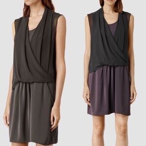 AllSaints Amis Tiered Shift Mini Dress Size 4